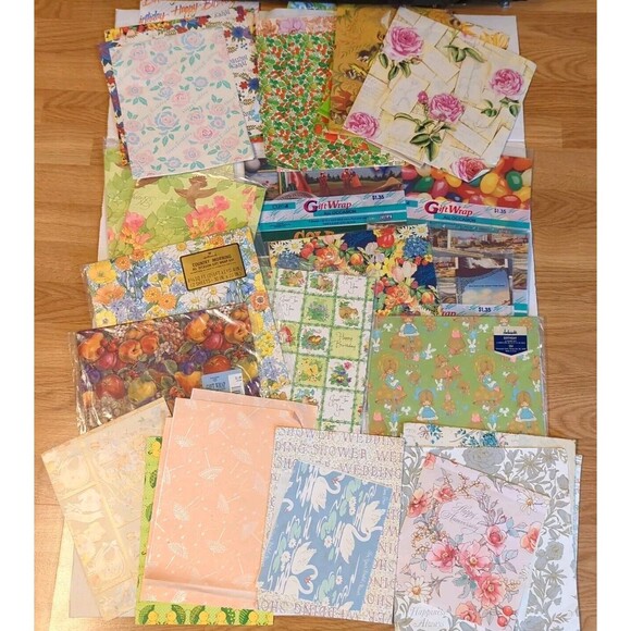 Gift Wrap Sheets Paper Vintage Lot All Occasion Birthday Anniversary Shower - Picture 1 of 6